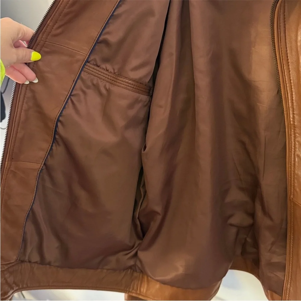 Roundtree & Yorke Men's tan brown Leather Jacket XL - Picture 7 of 7